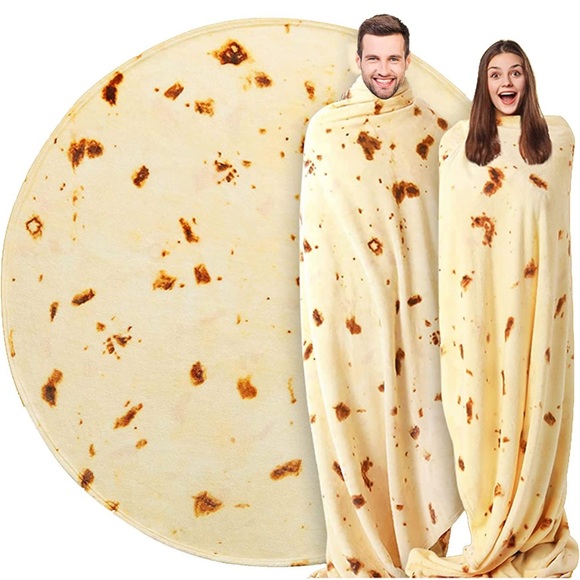 Novelty Tortilla Blanket - Food Blanket - Funny Burrito Throw Blanket - Picture 2 of 3